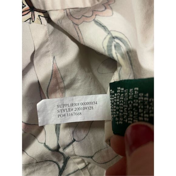 Ralph Lauren Women Spring Floral Print Beige Button Down Shirt Sz XL - Picture 10 of 10